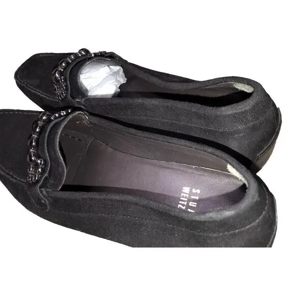Stuart Weitzman Murphy Moc Embellished Suede Moccasins Loafers  Flats‎ 6.5