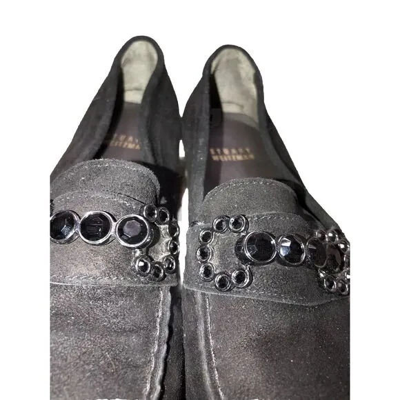 Stuart Weitzman Murphy Moc Embellished Suede Moccasins Loafers  Flats‎ 6.5