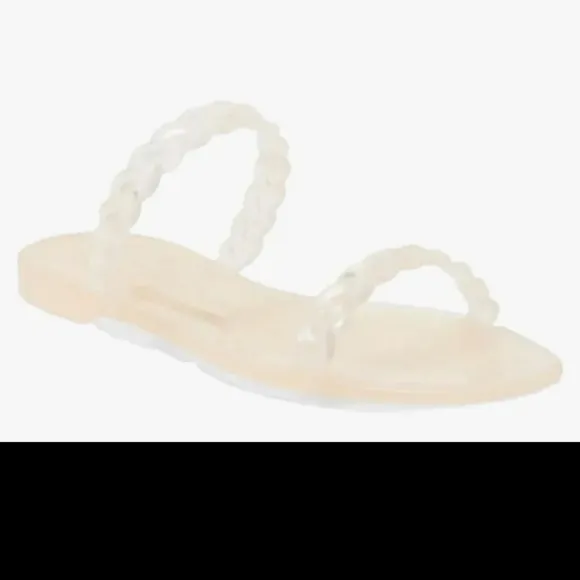 Stuart Weitzman women's sandals beige open toe flats Braida size 9B
