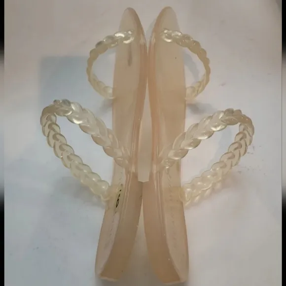 Stuart Weitzman women's sandals beige open toe flats Braida size 9B