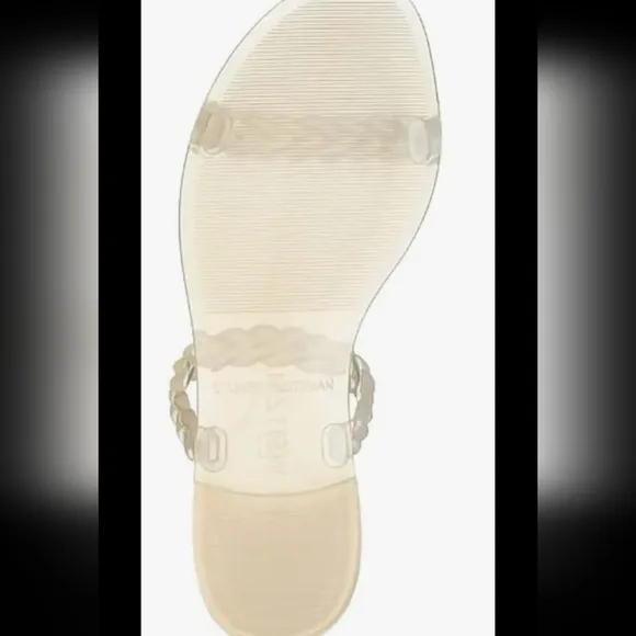 Stuart Weitzman women's sandals beige open toe flats Braida size 9B