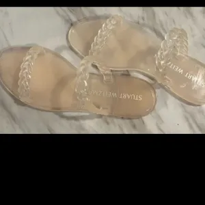 Stuart Weitzman women's sandals beige open toe flats Braida size 9B