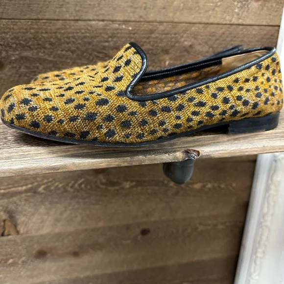 Stubbs &amp; Wootton Cheetah Leopard Needlepoint Loafers Size 9