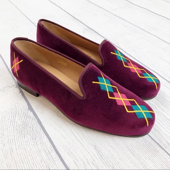 Stubbs &amp;‎ Wootton for J. Crew Argyle Velvet Loafers