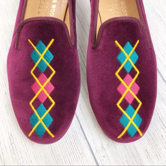 Stubbs &amp;‎ Wootton for J. Crew Argyle Velvet Loafers