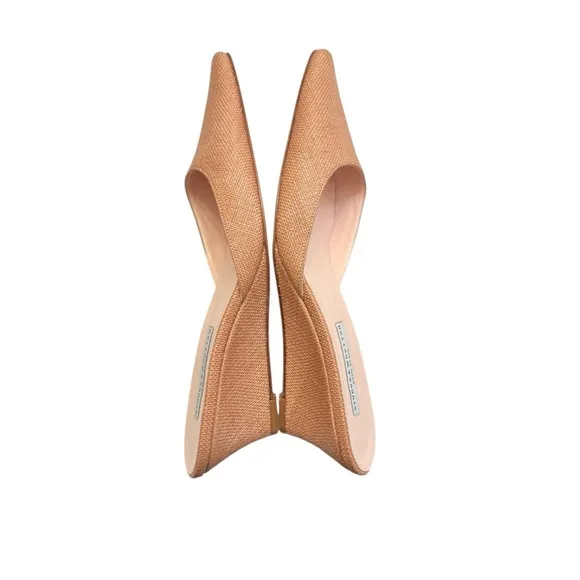 Stubbs &amp; Wootton Tan Raffia Mule Slides – Size 39.5 - Made in Spain