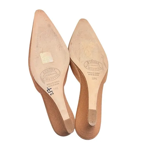 Stubbs &amp; Wootton Tan Raffia Mule Slides – Size 39.5 - Made in Spain