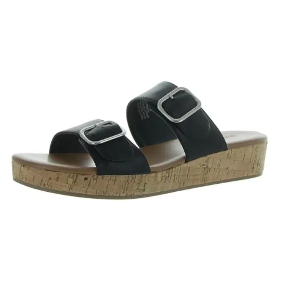 Style &amp; Co. Temppestt Open-Toe Double Buckle Slide Sandals – New – Size 7