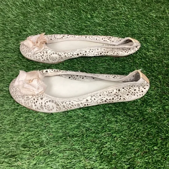 Sundance Laser cut Leather Ballerina Flats Sandals