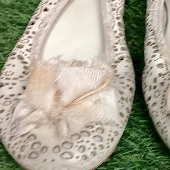 Sundance Laser cut Leather Ballerina Flats Sandals
