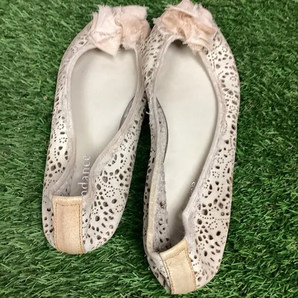 Sundance Laser cut Leather Ballerina Flats Sandals