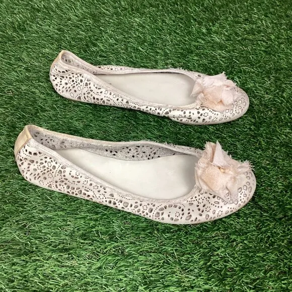 Sundance Laser cut Leather Ballerina Flats Sandals