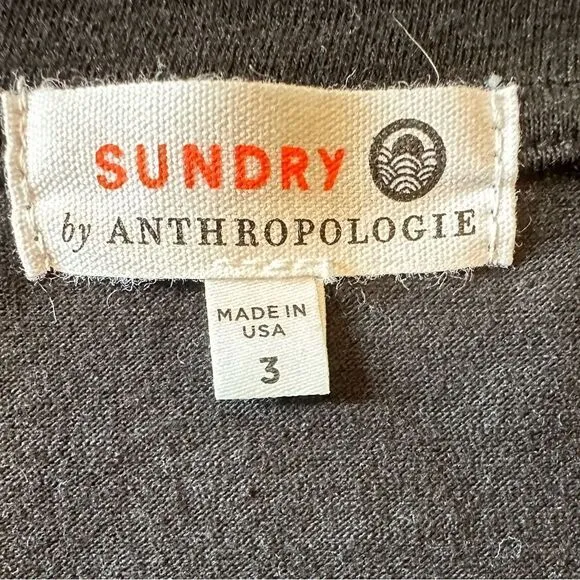 SUNDRY ANTHROPOLOGIE Women’s Side Ruched Long Sleeve Dress Black Size 3/Large