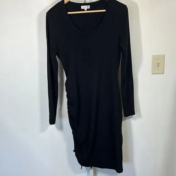 SUNDRY ANTHROPOLOGIE Women’s Side Ruched Long Sleeve Dress Black Size 3/Large