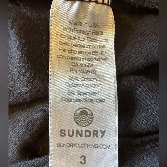 SUNDRY ANTHROPOLOGIE Women’s Side Ruched Long Sleeve Dress Black Size 3/Large
