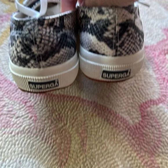 Superga 2750 snake print leather six eyelets low top sneakers SZ 10 women