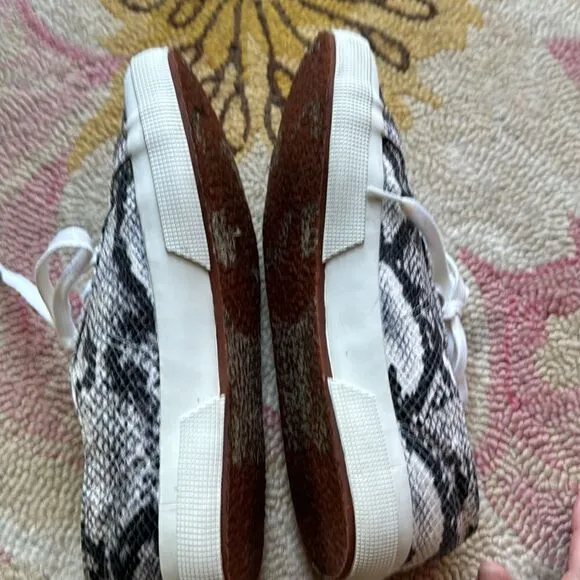 Superga 2750 snake print leather six eyelets low top sneakers SZ 10 women