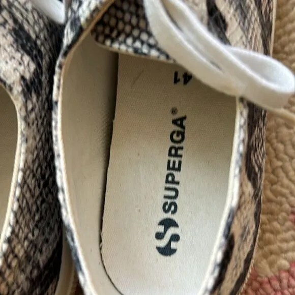 Superga 2750 snake print leather six eyelets low top sneakers SZ 10 women