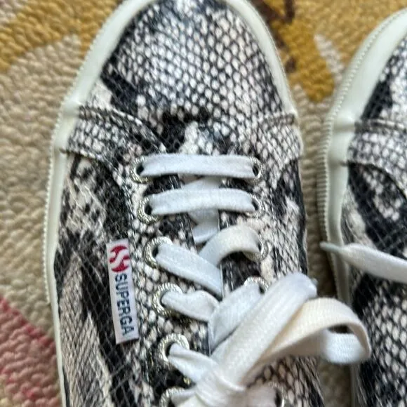 Superga 2750 snake print leather six eyelets low top sneakers SZ 10 women