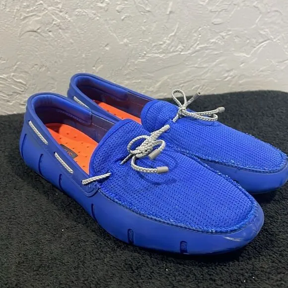 🏝️☀️🌊 SWIMS Braided Lace Knit Slip On Loafers Blue/Gray Men Sz 10 - EXCELLENT