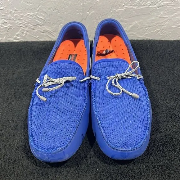 🏝️☀️🌊 SWIMS Braided Lace Knit Slip On Loafers Blue/Gray Men Sz 10 - EXCELLENT