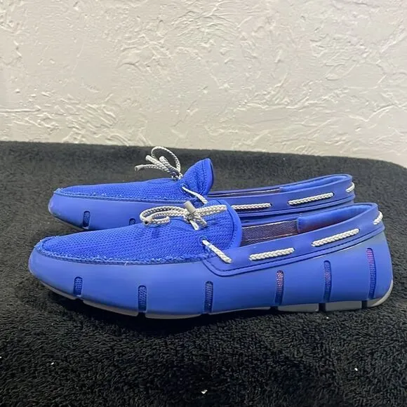🏝️☀️🌊 SWIMS Braided Lace Knit Slip On Loafers Blue/Gray Men Sz 10 - EXCELLENT