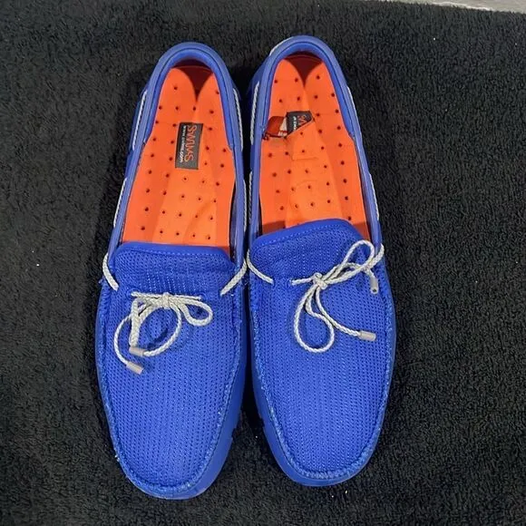 🏝️☀️🌊 SWIMS Braided Lace Knit Slip On Loafers Blue/Gray Men Sz 10 - EXCELLENT