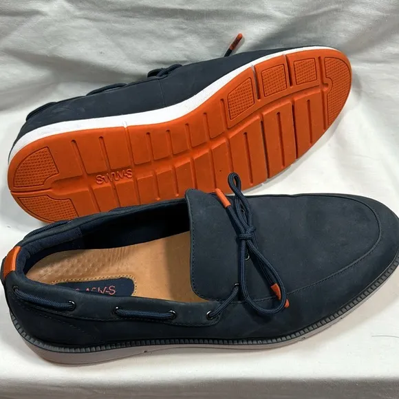 Swims Motion Camp Moc Men’ Nubuck Leather Navy Loafers Size 10