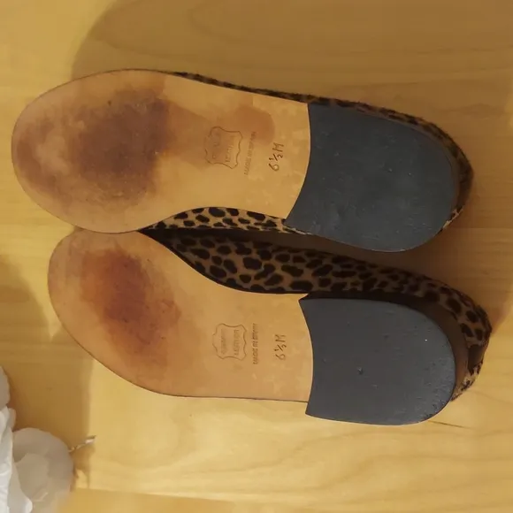 Talbots Cheetah Print Pony Haired Leather Soled Loafers Size 6.5 Black Tan EUC