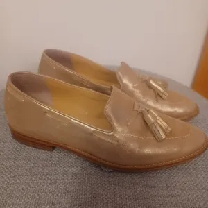 TALBOTS Leighton Tassel loafers metallic suede sz 9