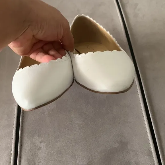 Talbots NIB White Leather Scallop Shoes size 10