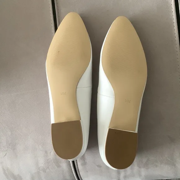 Talbots NIB White Leather Scallop Shoes size 10