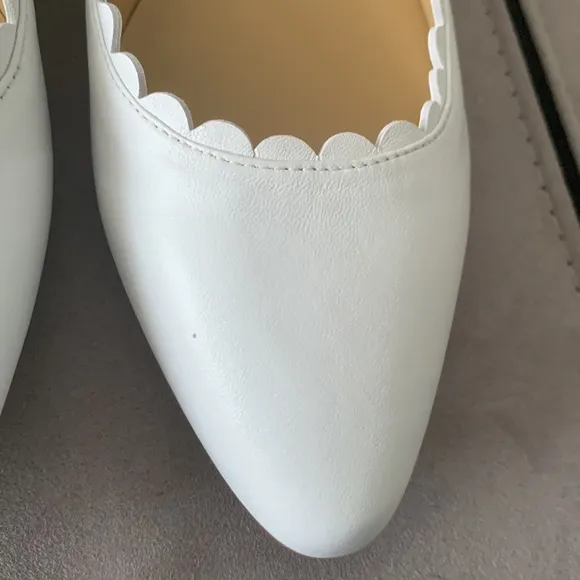 Talbots NIB White Leather Scallop Shoes size 10