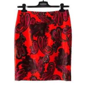 Talbots Velvet Paisley Print Pencil Skirt