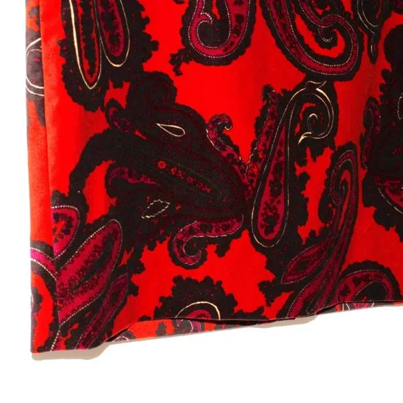 Talbots Velvet Paisley Print Pencil Skirt