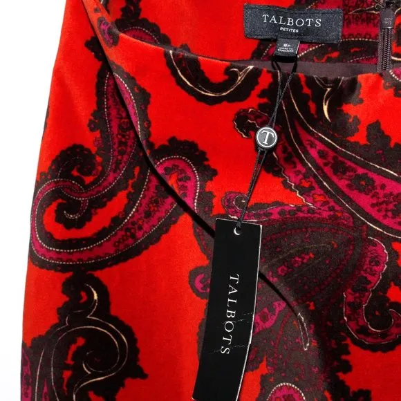 Talbots Velvet Paisley Print Pencil Skirt