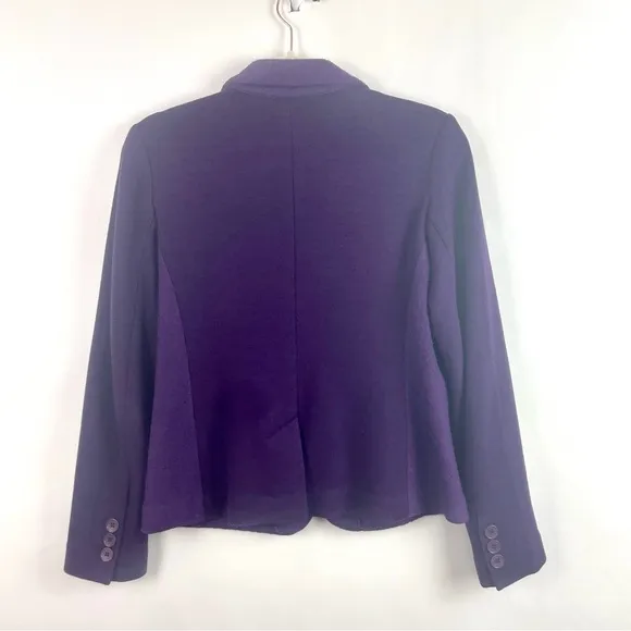 Talbots Wool Blend Purple Blazer Notched Collar Front Pockets Shorter Length 4P