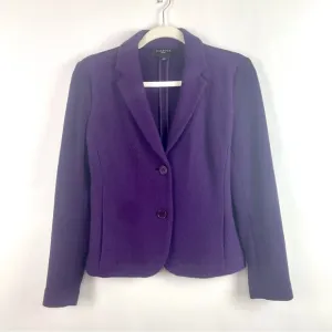 Talbots Wool Blend Purple Blazer Notched Collar Front Pockets Shorter Length 4P