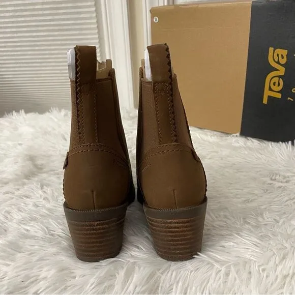 TEVA WOMENS ANAYA CHELSEA Waterproof brown leather ankle boots size 5 NEW !!!