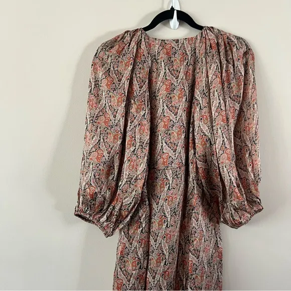 THE GREAT. Fountain midi dress Ladies size 0 xs Ornate paisley print brown