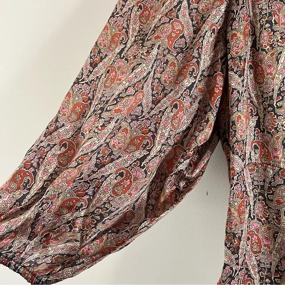 THE GREAT. Fountain midi dress Ladies size 0 xs Ornate paisley print brown