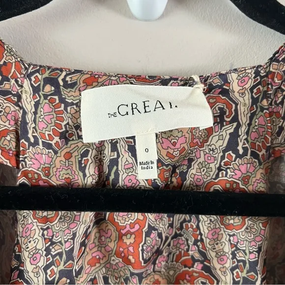 THE GREAT. Fountain midi dress Ladies size 0 xs Ornate paisley print brown