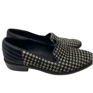 The Kooples houndstooth pony hair black leather loafers sz 37 6
