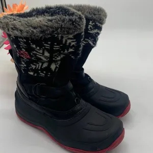 The North Face Black White Pink Winter Knit Women's TNF Suede Grip Boots Size 7