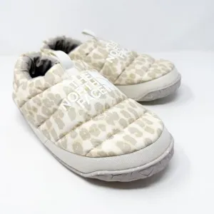 The North Face Cream &amp; Gray Leopard Print Goose Down Fill Puffer Loafers Size 10