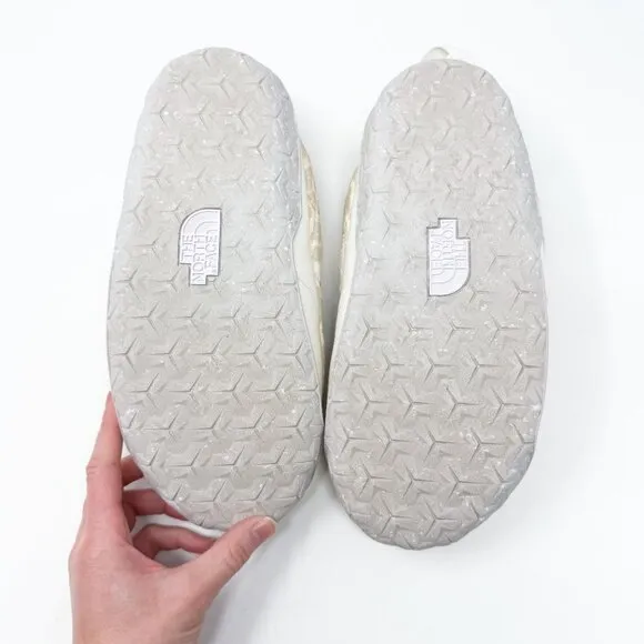 The North Face Cream &amp; Gray Leopard Print Goose Down Fill Puffer Loafers Size 10