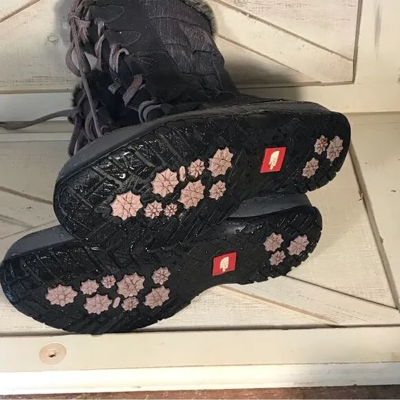 The North Face Nuptse faux Fur Boots Iron Gate Grey Quail Grey purple sz 8.5