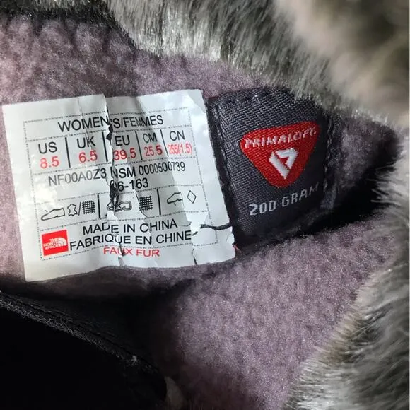 The North Face Nuptse faux Fur Boots Iron Gate Grey Quail Grey purple sz 8.5
