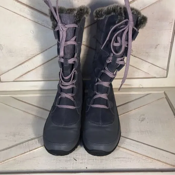 The North Face Nuptse faux Fur Boots Iron Gate Grey Quail Grey purple sz 8.5