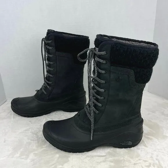 The North Face Shellista Il Mid Apres Boots Black Womens Sz 8.5 Waterproof